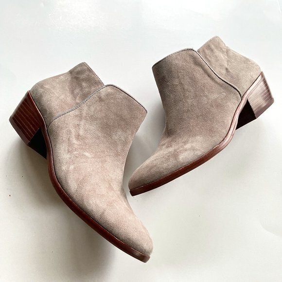 NEW Sam‎ Edelman Petty Short Fleece Lined Ankle Boots Womens 8.5M Booties Gray - Picture 1 of 8